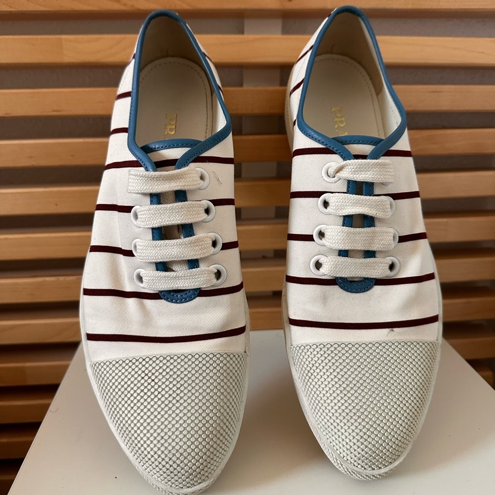 Prada leather and canva shoes man